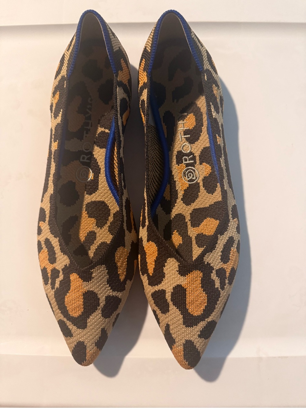 Pointed Leopard-Print Knit Flats - Brown/Black